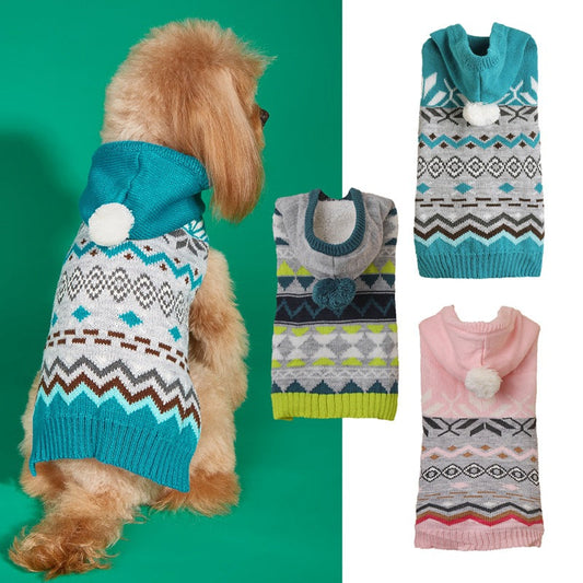KFX-5388477 Classic Diamond Pattern Pet Sweater in Green, Blue, and Pink – Stylish Acrylic Clothing for All Sizes