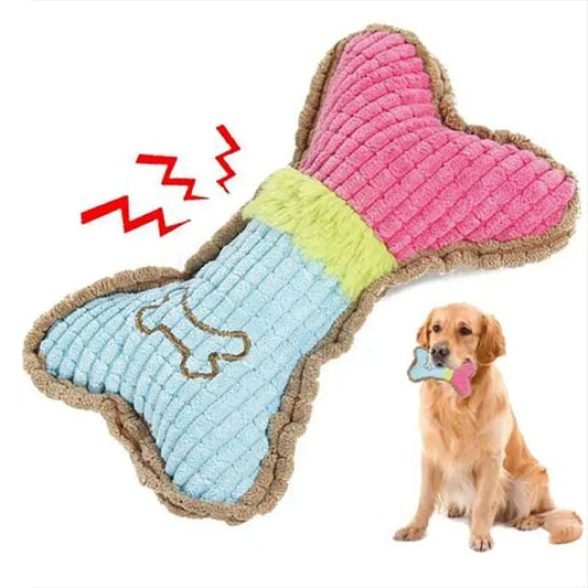 KFX-5390141 Plush Squeaky Dog Chew Toy for Small to Medium Breeds, Perfect for Teething and Interactive Play