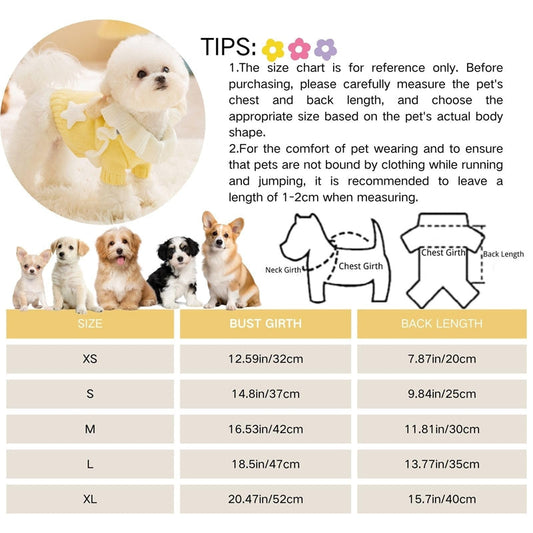 KFX-5395005 Warm Knitted Dog Sweater with Turtleneck and Star Pattern for Small Breeds and Puppies