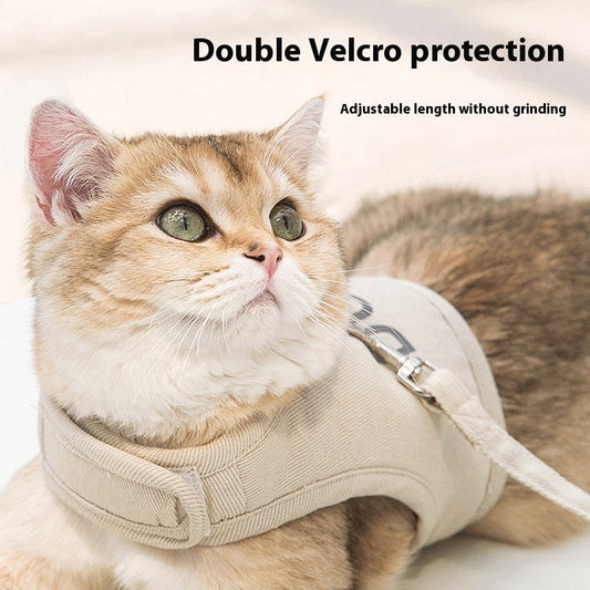 KFX-5395517 Universal Breathable Cat Harness and Leash Set - Adjustable Canvas Strap for Pet Safety