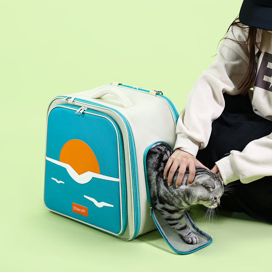 KFX-5398461 Expandable Portable Cat Backpack for Outdoor Camping, Fits Cats Up to 9 kg, Medium Hard Nylon Materials