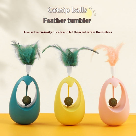 KFX-5402813 Catnip Ball Tumbler Toy for Cats - Multi-Color Teaser with Molar Design, 7x7x11cm