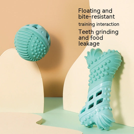 KFX-5406781 Dog Toy for Teeth Cleaning and Food Dispensing - Floating TPR Sticks, Crescent, Ball, and Bone