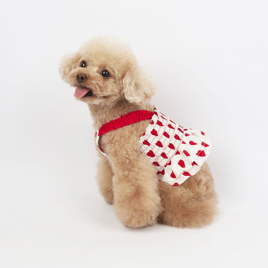 KFX-5412285 Korean Style Blue and Red Love Sling Dog Clothes in Cotton for All Sizes