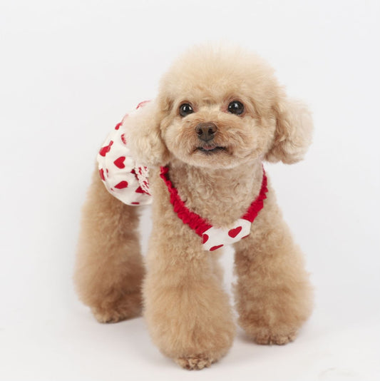 KFX-5412285 Korean Style Blue and Red Love Sling Dog Clothes in Cotton for All Sizes