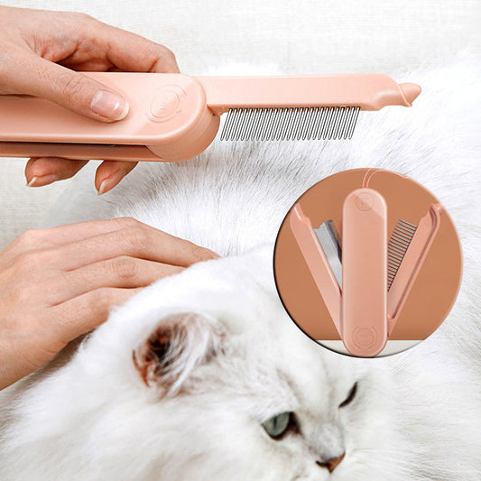 KFX-5424829 Dual-Teeth Pet Dematting Comb for Dogs and Cats - Ergonomic Non-Slip Handle for Easy Grooming