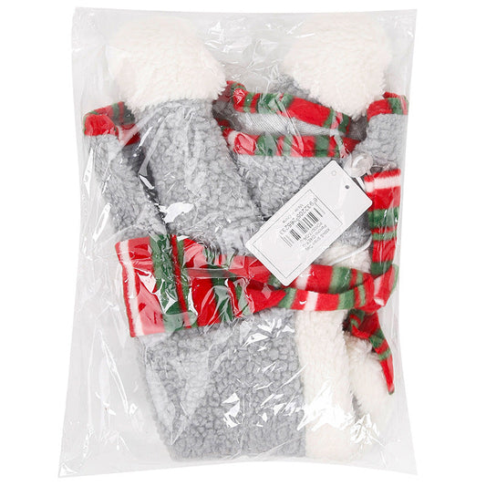 KFX-5441085 Warm and Cute Gray Pet Headwear for Christmas - Free Size Polyester (Lamb Wool)