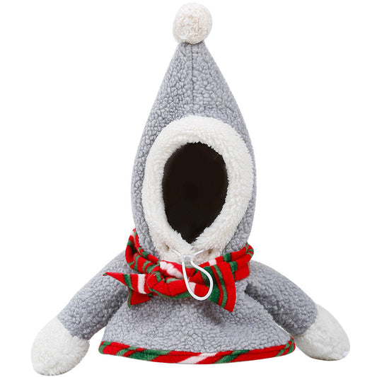 KFX-5441085 Warm and Cute Gray Pet Headwear for Christmas - Free Size Polyester (Lamb Wool)