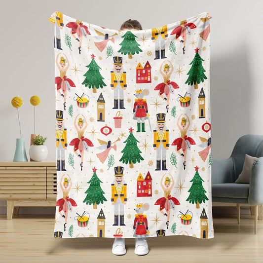 KFX-5441341 Nutcracker Pattern Blanket for All Seasons - Perfect for Beds and Sofas, Various Sizes Available