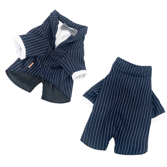 KFX-5442877 Striped Bow Tie Suit for Dogs - Stylish, Comfortable Pet Attire in Various Sizes