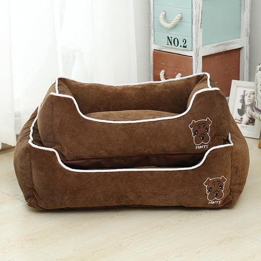 KFX-5443133 Corduroy Doghouse - Dismantlable & Washable, Compact Size 40x32x17 cm