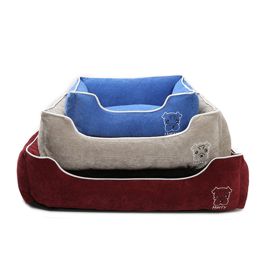 KFX-5443133 Corduroy Doghouse - Dismantlable & Washable, Compact Size 40x32x17 cm
