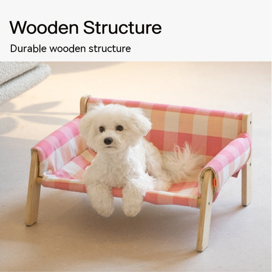 KFX-5444541 Disassembled Wooden Pet Bed and Dog House for Easy Cleaning - Available in White Peach Soda, Mint Lime, and Mocha Cream
