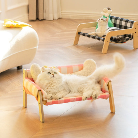 KFX-5444541 Disassembled Wooden Pet Bed and Dog House for Easy Cleaning - Available in White Peach Soda, Mint Lime, and Mocha Cream