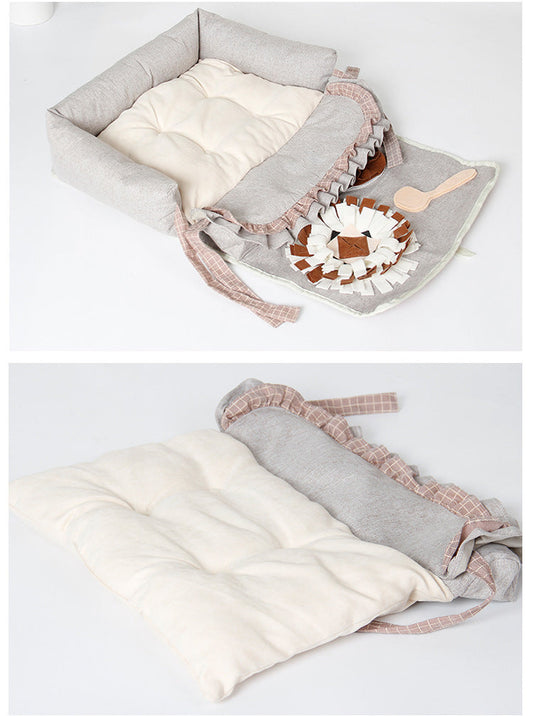 KFX-5461821 Pet Nest Sniffing Pad for Dogs - Anti Choking Energy Release & Slow Feeding Training Toy, Available in Star Moon and Brown, Sizes S & L