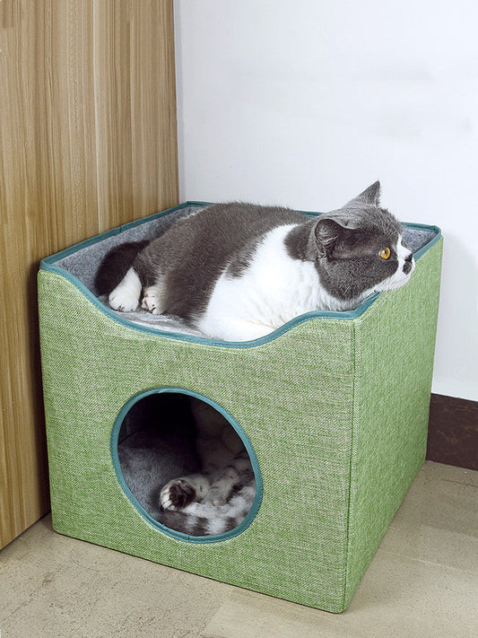 KFX-5465789 Large Enclosed Pet Nest for Deep Sleep - Easy to Clean, Four-Season Comfort