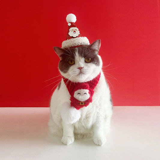 KFX-5480637 Festive Christmas Cat Scarf with Fun Patterns for Pets