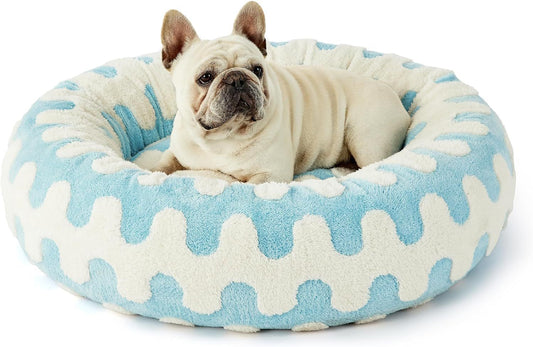 KFX-5488829 Cozy Round Universal Pet Bed in Various Plaid Patterns for Dogs