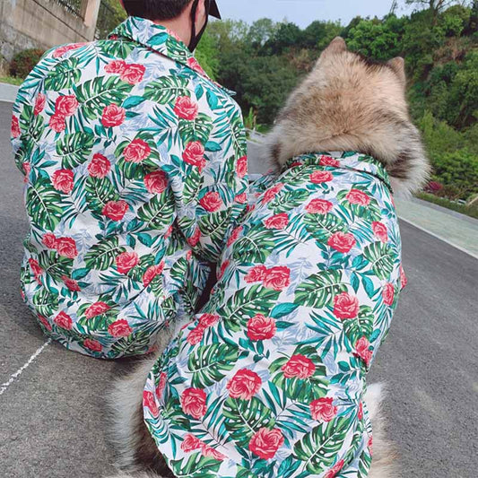 KFX-5492925 Casual Tropical Rain Forest Printed Pet Shirt for Everyday Wear