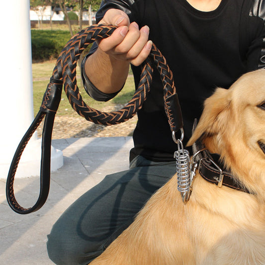 KFX-5494333 Durable Eight-Strand Cowhide Spring Traction Rope for Pets