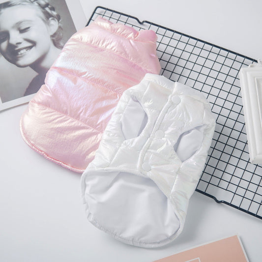 KFX-5504701 Laser Vest Pet Coat for Small Dogs - Lightweight Acrylic Puppy Clothes in Pink and White, Perfect for Parties and Holidays