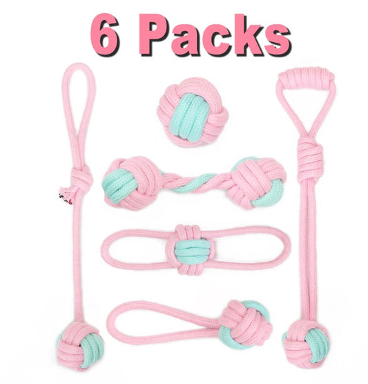 KFX-5514429 Cotton Rope Dog Chew Toy for Small Dogs - Imitation Rabbit Fur, Dental Care & Teeth Cleaning