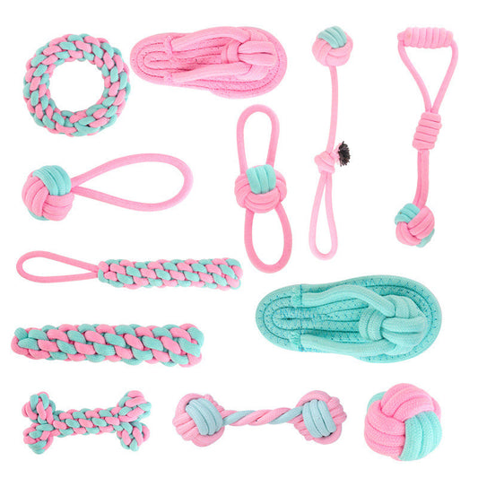 KFX-5516605 Multi-Color Cotton Rope Knot Dog Toy for Chewing and Dental Health