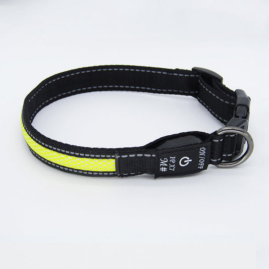 KFX-5523517 LED Waterproof Dog Collar with Type-C Charging - Luminous Nylon Mesh in Various Colors