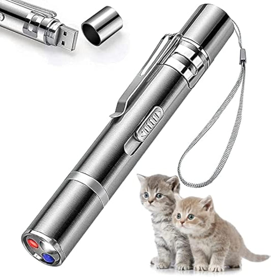 KFX-5534525 Interactive Cat Toy Pointer with 7 Modes, USB Rechargeable Light Wand for Indoor Play