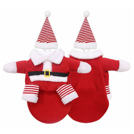 KFX-5541181 Fleece Pet Clothes with Hat for Autumn and Winter, Cozy Saddle Design, Red