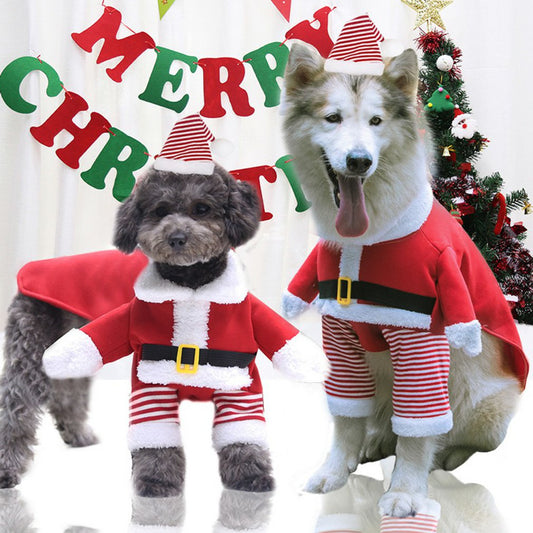KFX-5541181 Fleece Pet Clothes with Hat for Autumn and Winter, Cozy Saddle Design, Red