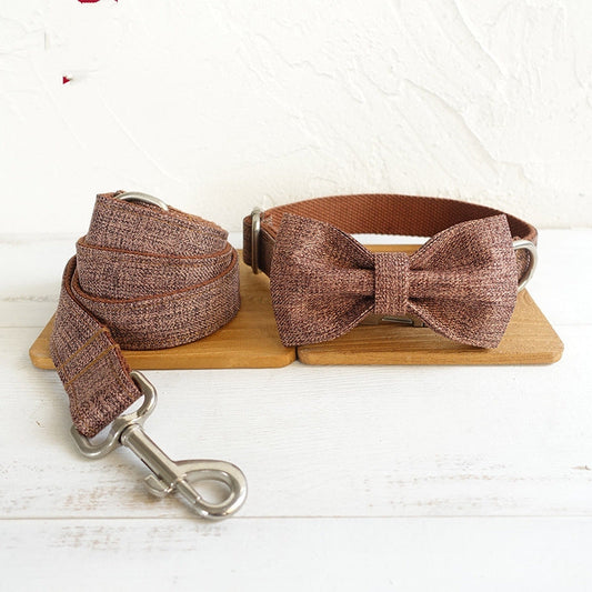 KFX-5548349 Thick Double-Layer Tear-Resistant Dog Collar and Leash Set – Brown Suit for Small to Extra Large Dogs