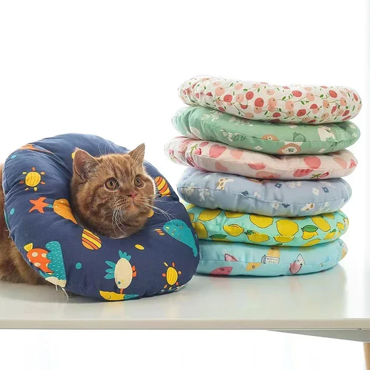 KFX-5550525 Adjustable Soft Pet Recovery Collar for Dogs and Cats - Donut Shape Elizabethan Protective Cone for Wound Healing