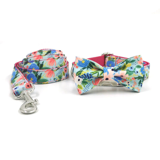 KFX-5586877 Red Midsummer Garden Dog Collar with Bow Tie and Leash Set