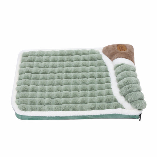 KFX-5588925 Large Grid Rabbit Fur Pet Floor Mat in Caramel, Light Green, and Lavender Purple - Multiple Sizes Available