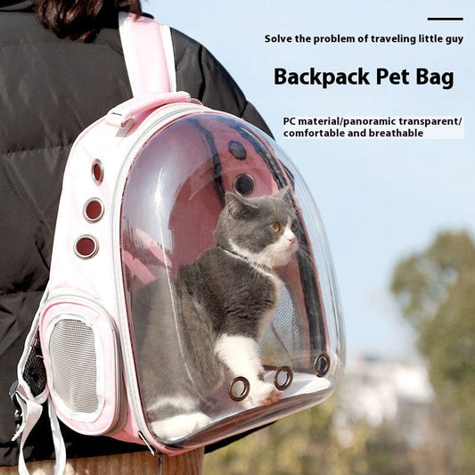 KFX-5589309 Transparent Portable Cat Backpack with Large Capacity - Stylish Solid Colors Available