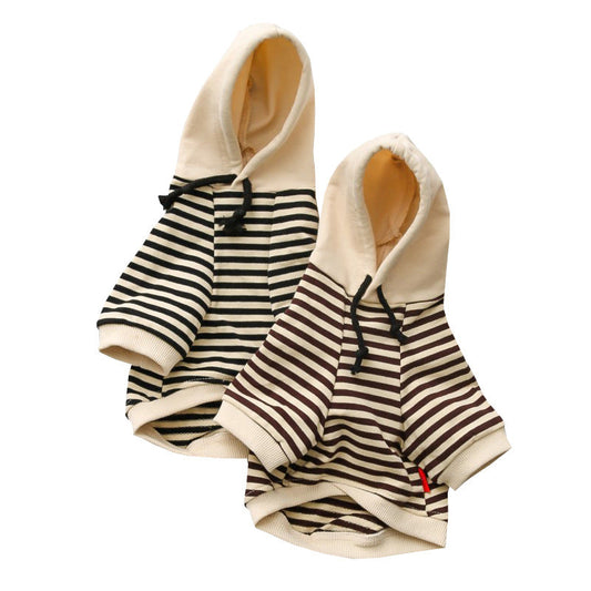 KFX-5591229 Striped Hooded Terry Cotton Pet Sweatshirt for Small Dogs and Cats