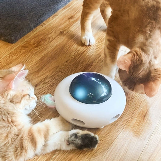 KFX-5593661 Automatic Cat Teaser Toy with Electric Turntable - Fun UFO-Shaped Design for Interactive Play