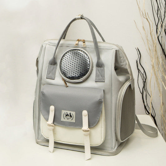 KFX-5595069 Large Capacity Breathable Cat Backpack in Gray, Light Green, and Khaki - Ideal for Pets Up to 15kg