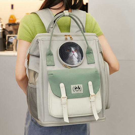 KFX-5595069 Large Capacity Breathable Cat Backpack in Gray, Light Green, and Khaki - Ideal for Pets Up to 15kg