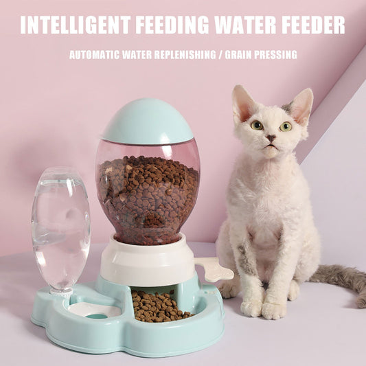 KFX-5596605 Automatic Pet Feeder and Waterer for Dogs and Cats - Prevents Tipping, No Wet Mouth