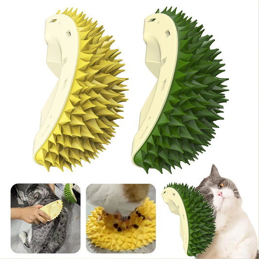 KFX-5605821 Durian-Shaped Cat and Dog Self-Grooming Brush with Massage Combs and Natural Teeth Cleaning Features