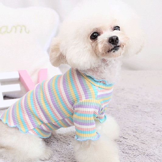 KFX-5608893 Rainbow Stripe Casual Cotton Bottoming Shirt for Everyday Wear