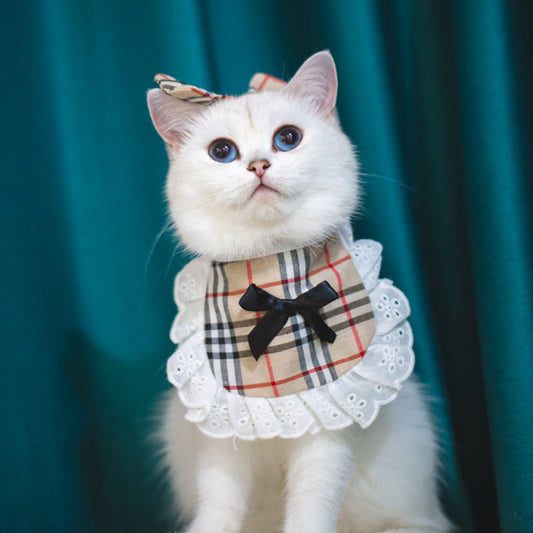 KFX-5611709 Colorful Cat Lace Suit Scarf Bib Decoration for Pets - Various Floral Patterns in Cotton