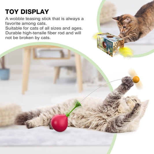 KFX-5627069 Interactive 2-in-1 Cat Toy with Rocking Feather and Cat Digging Hole – Engaging Fun for Indoor Cats