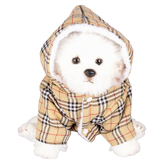 KFX-5636413 Plaid Dog Hooded Sweater in Multiple Colors for Pets