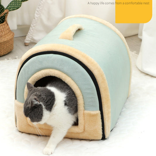 KFX-5647037 Portable Pet Bed for Cats - Warm and Cozy Kennel Suitable for Small and Medium Sizes, Available in Various Colors and Patterns