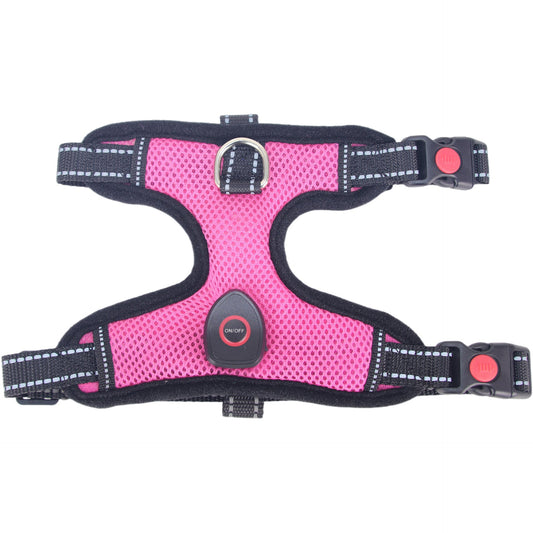 KFX-5651901 LED Luminous Pet Harness with USB Rechargeable Chest Strap - Available in Blue, Green, and Pink