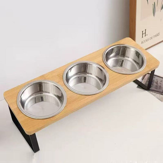 KFX-5662141 Elevated Stainless Steel Pet Bowl with Anti-Tip Design and Large Capacity