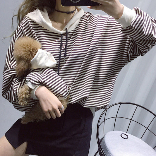 KFX-5669181 Cozy Cotton Dog Sweater in Khaki or Black Stripes for Parent-Child Matching Outfit